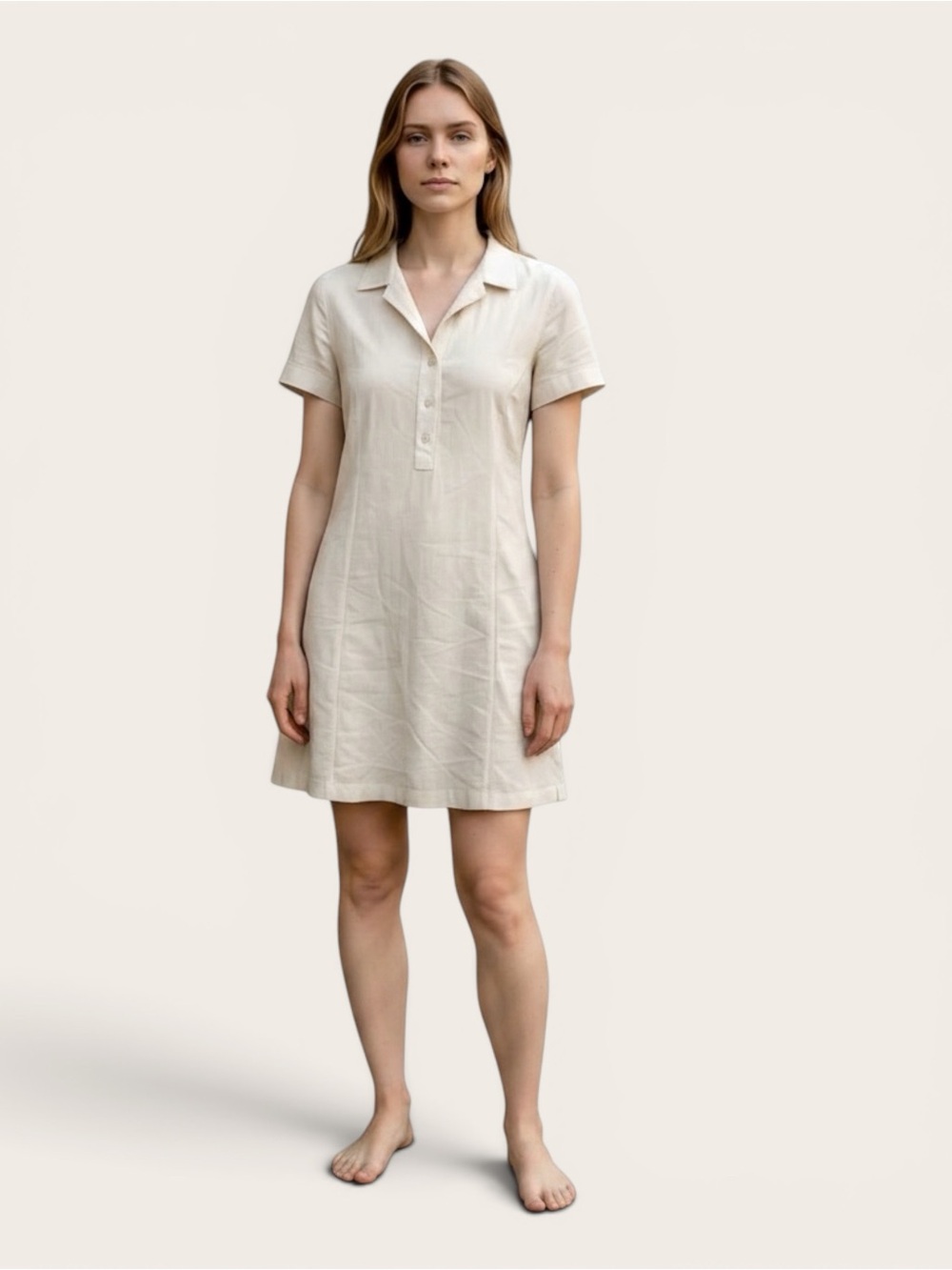 RIANI costal white‎ linen shirt dress shabby chic feminine romantic 10 large